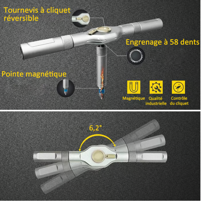 ToolCore | Tournevis à cliquet 24-en-1 Magnétique pour Chaque Tâche
