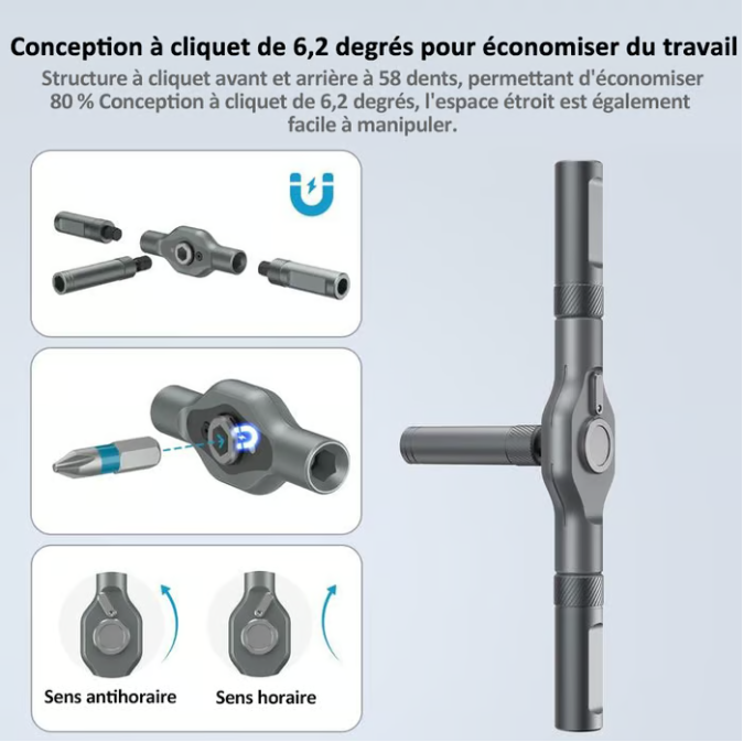 ToolCore | Tournevis à cliquet 24-en-1 Magnétique pour Chaque Tâche