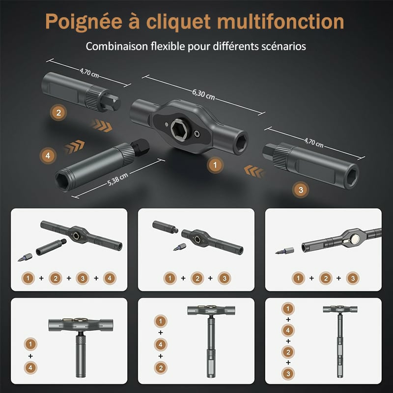 ToolCore | Tournevis à cliquet 24-en-1 Magnétique pour Chaque Tâche