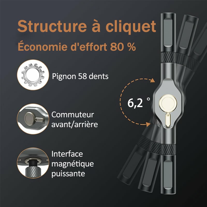 ToolCore | Tournevis à cliquet 24-en-1 Magnétique pour Chaque Tâche