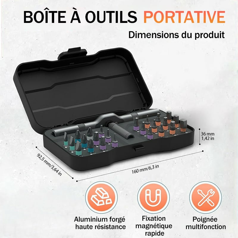 ToolCore | Tournevis à cliquet 24-en-1 Magnétique pour Chaque Tâche