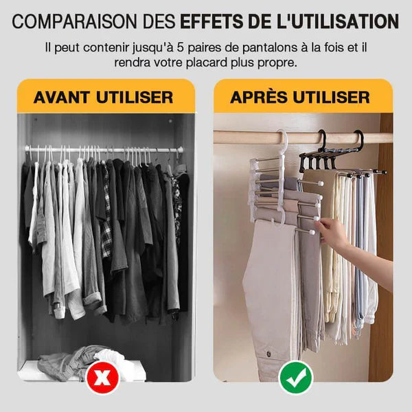 Trouser Hanger multifonction : armoire rangée, plus de place en un instant.