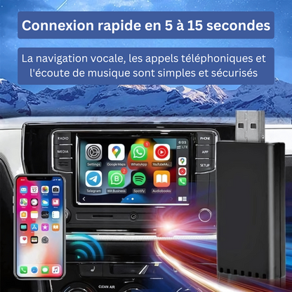 EasyPlay | Adaptateur Sans Fil Apple CarPlay & Android Auto | USB-A & USB-C