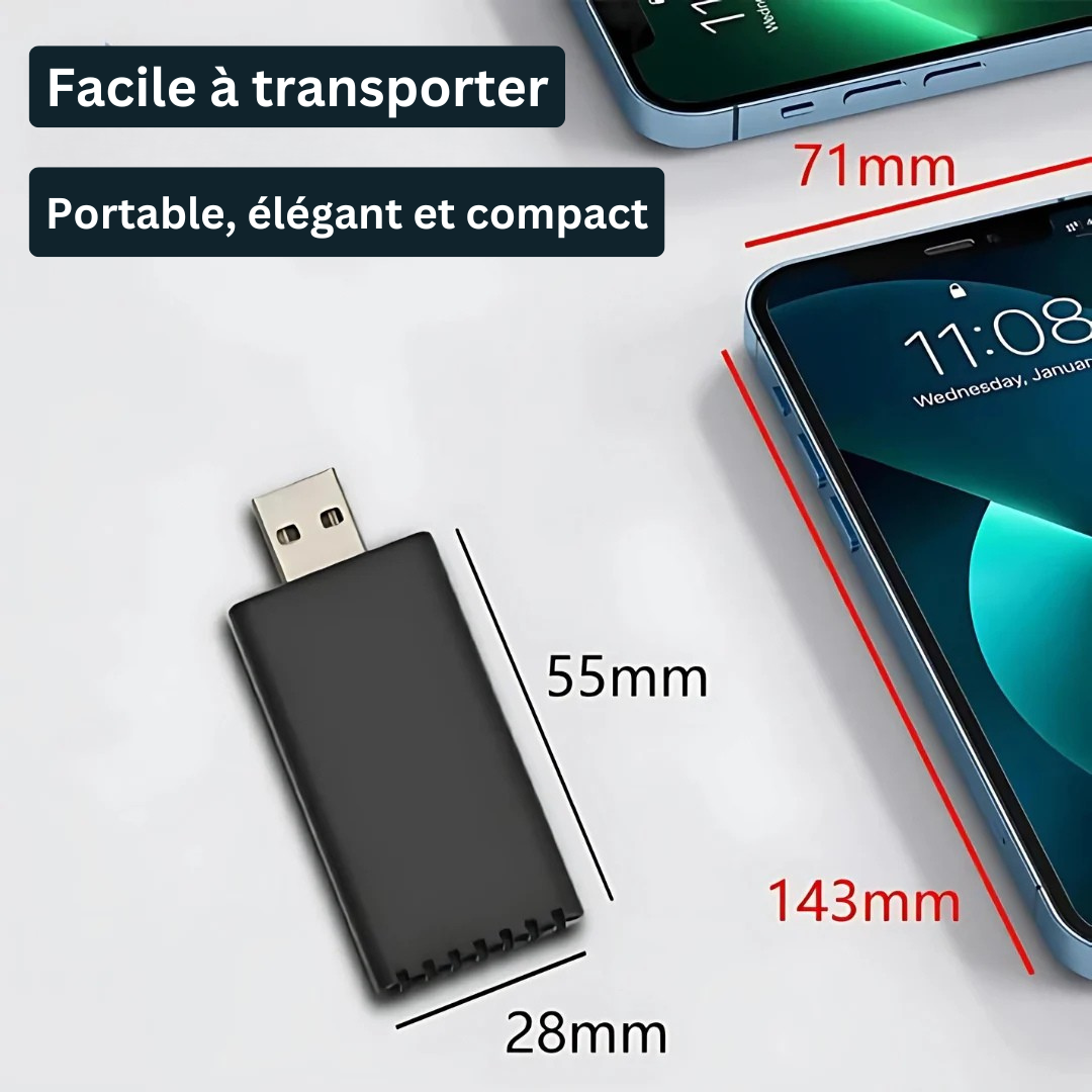 EasyPlay | Adaptateur Sans Fil Apple CarPlay & Android Auto | USB-A & USB-C