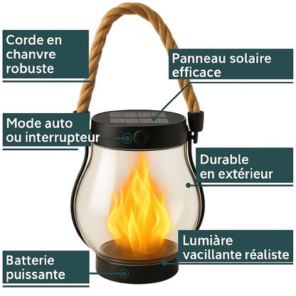 FireLume | Lampe Solaire Ambiance à Effet Flamme