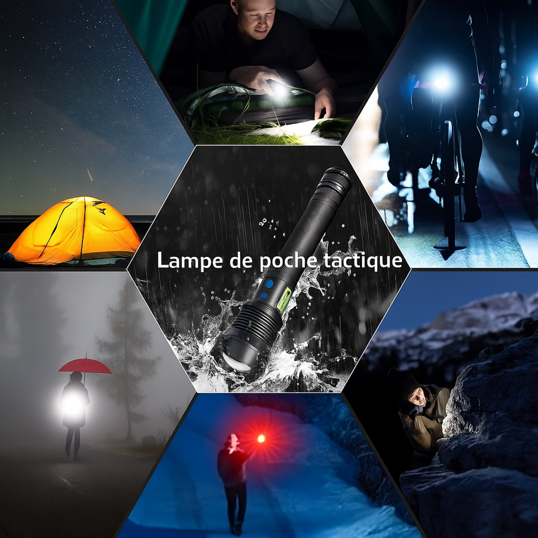BrightMax | Lampe torche tactique LED rechargeable à très grande portée