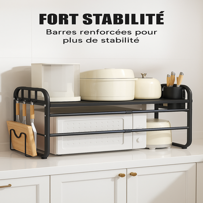 SpaceRack | Étagère Micro-ondes 2 Niveaux Réglable