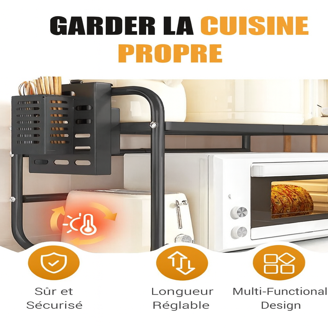 SpaceRack | Étagère Micro-ondes 2 Niveaux Réglable