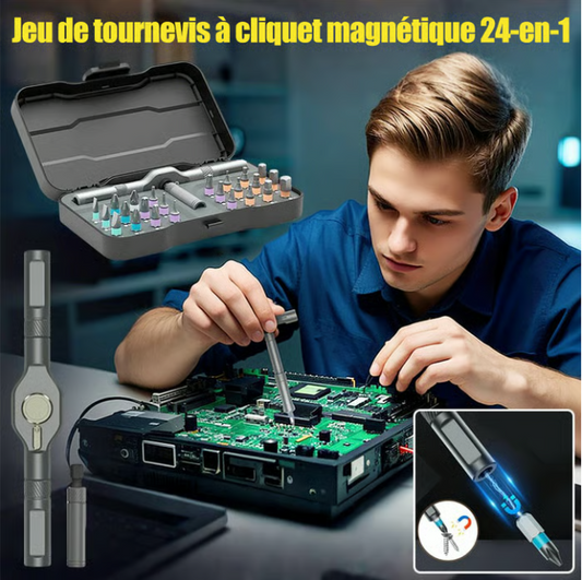 ToolCore | Tournevis à cliquet 24-en-1 Magnétique pour Chaque Tâche