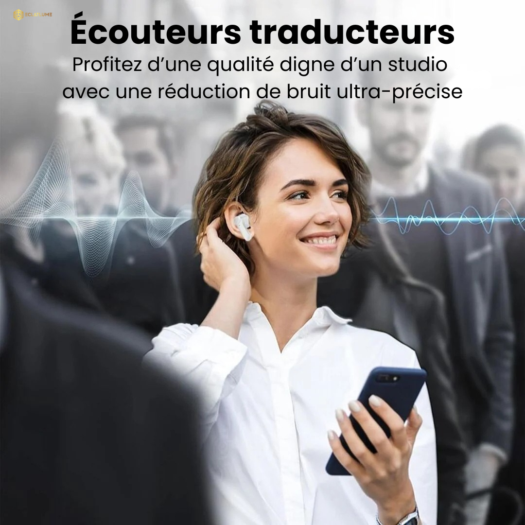 LinguaBuds | Écouteurs IA avec Traduction Instantanée dans Plus de 100 Langues