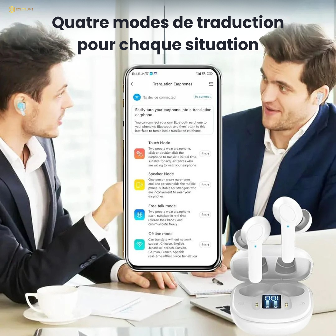 LinguaBuds | Écouteurs IA avec Traduction Instantanée dans Plus de 100 Langues
