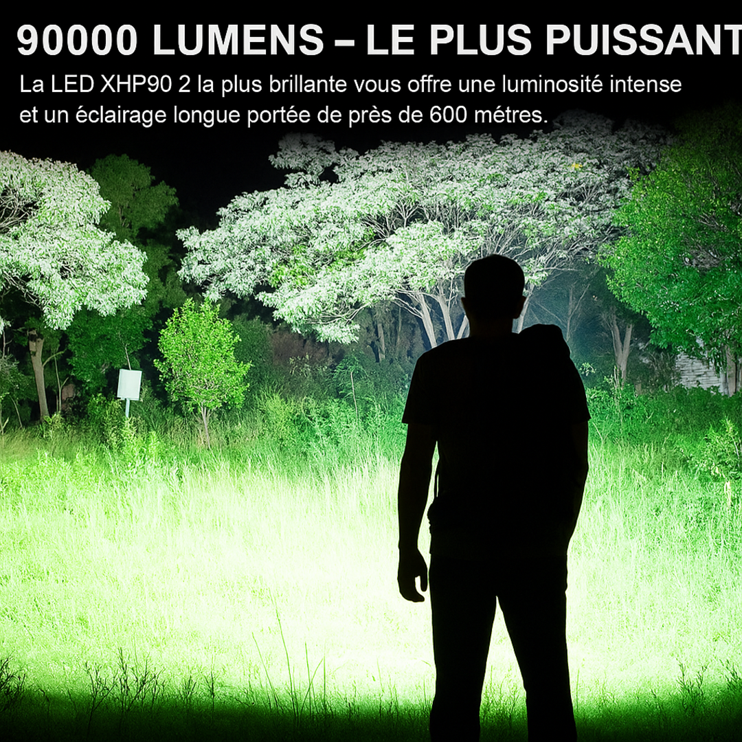 BrightMax | Lampe torche tactique LED rechargeable à très grande portée