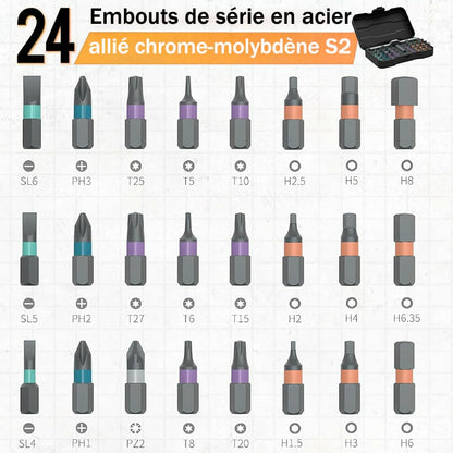 ToolCore | Tournevis à cliquet 24-en-1 Magnétique pour Chaque Tâche