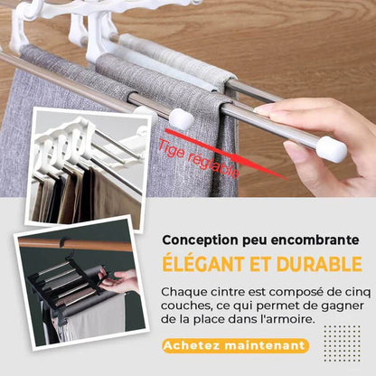 Trouser Hanger multifonction : armoire rangée, plus de place en un instant.
